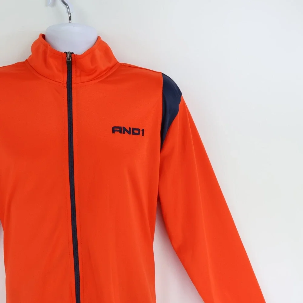 AND 1 Activewear Jacket‎ Full Zip Mens Size L Orange 100% Polyester Pockets